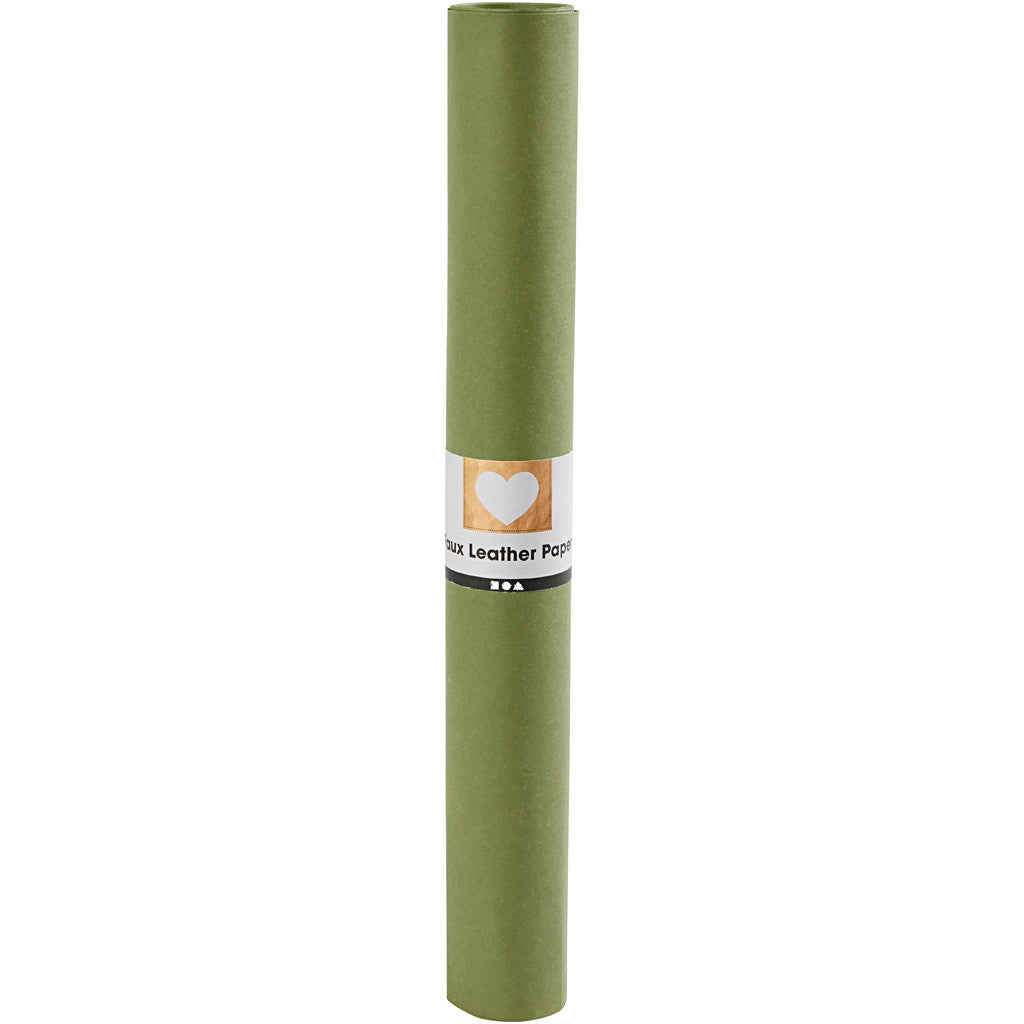 Carta in finta pelle, L: 50 cm, tinta unita, 350 g, verde, 1 m/ 1 rot. [HOB-498941]