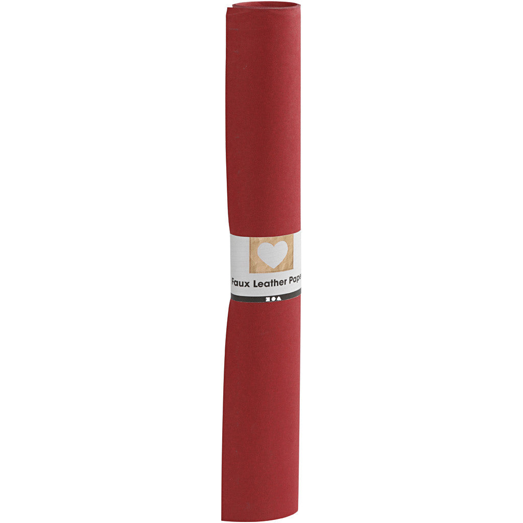 Carta in finta pelle, L: 50 cm, tinta unita, 350 g, rosso, 1 m/ 1 rot. [HOB-498946]