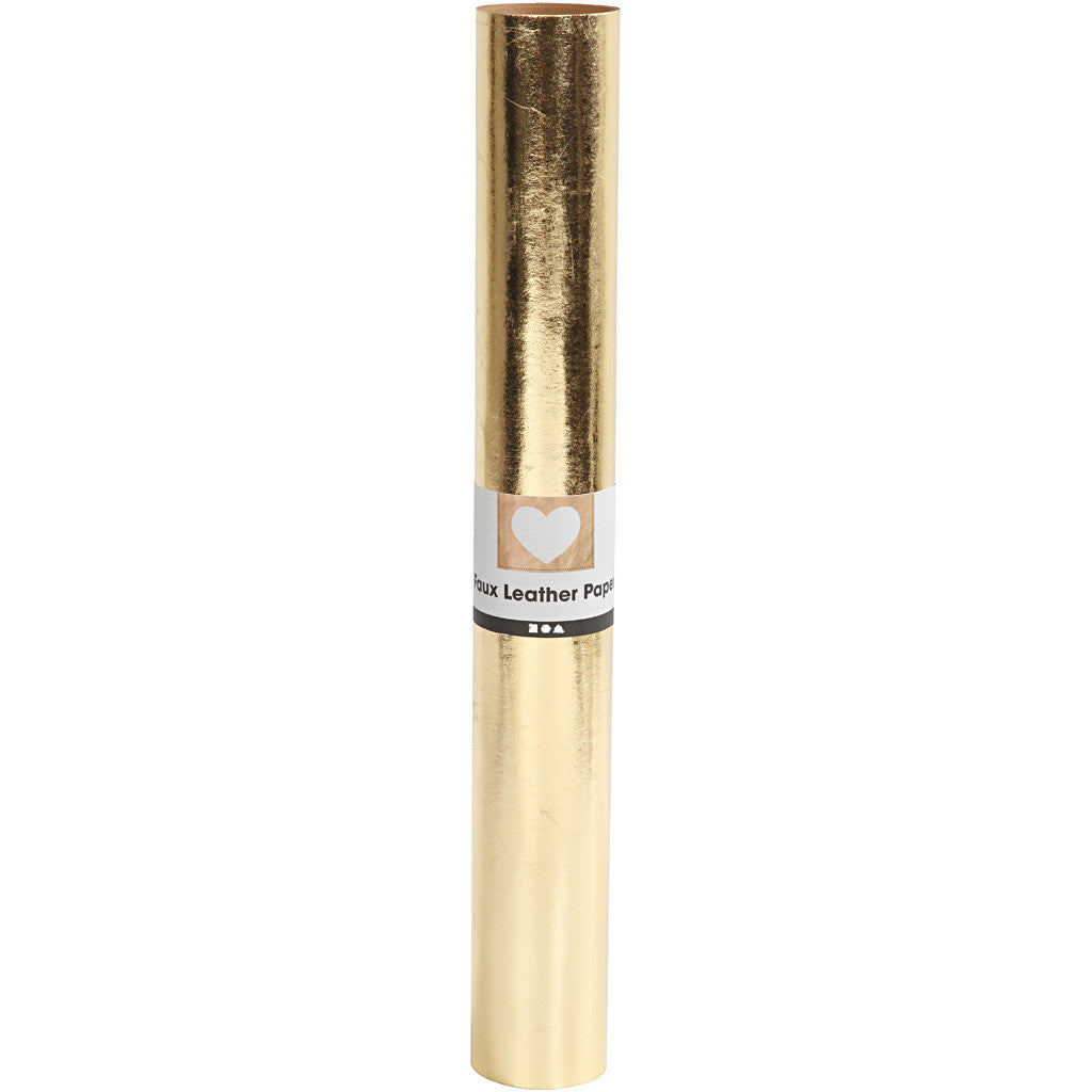 Carta in finta pelle, L: 49 cm, tinta unita,lamina, 350 g, oro, 1 m/ 1 rot. [HOB-498948]