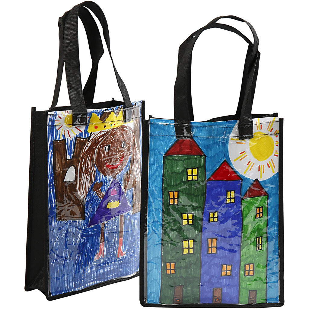 Borsa con parte anteriore in plastica, misura 30x23x7 cm, nero, 1 pz [HOB-499310]