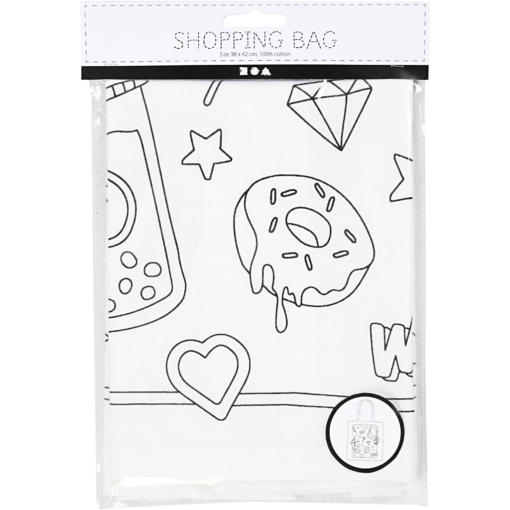 Shopping bag, misura 38x42 cm, 130 g, bianco, 1 pz [HOB-499908]