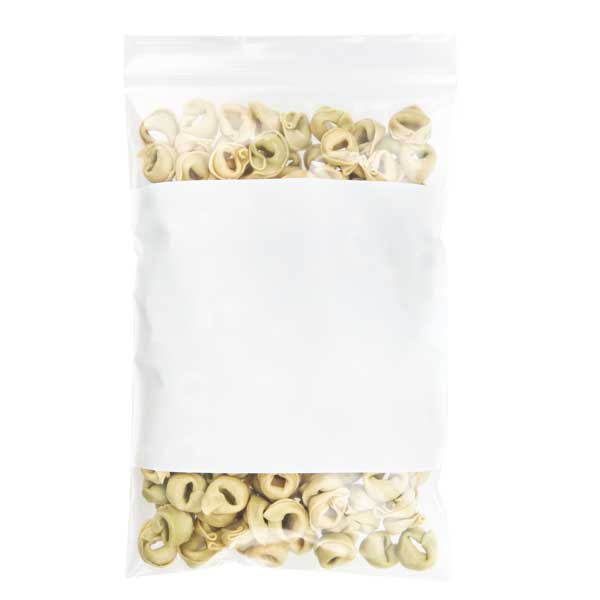 Sacchetto trasparente con chiusura a pressione con nastro per scrivere 15x23cm PE 100 micron (100 pezzi) [4WE69]