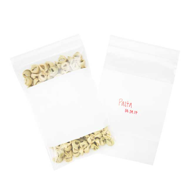 Sacchetto trasparente con chiusura a pressione con nastro per scrivere 15x23cm PE 100 micron (100 pezzi) [4WE69]