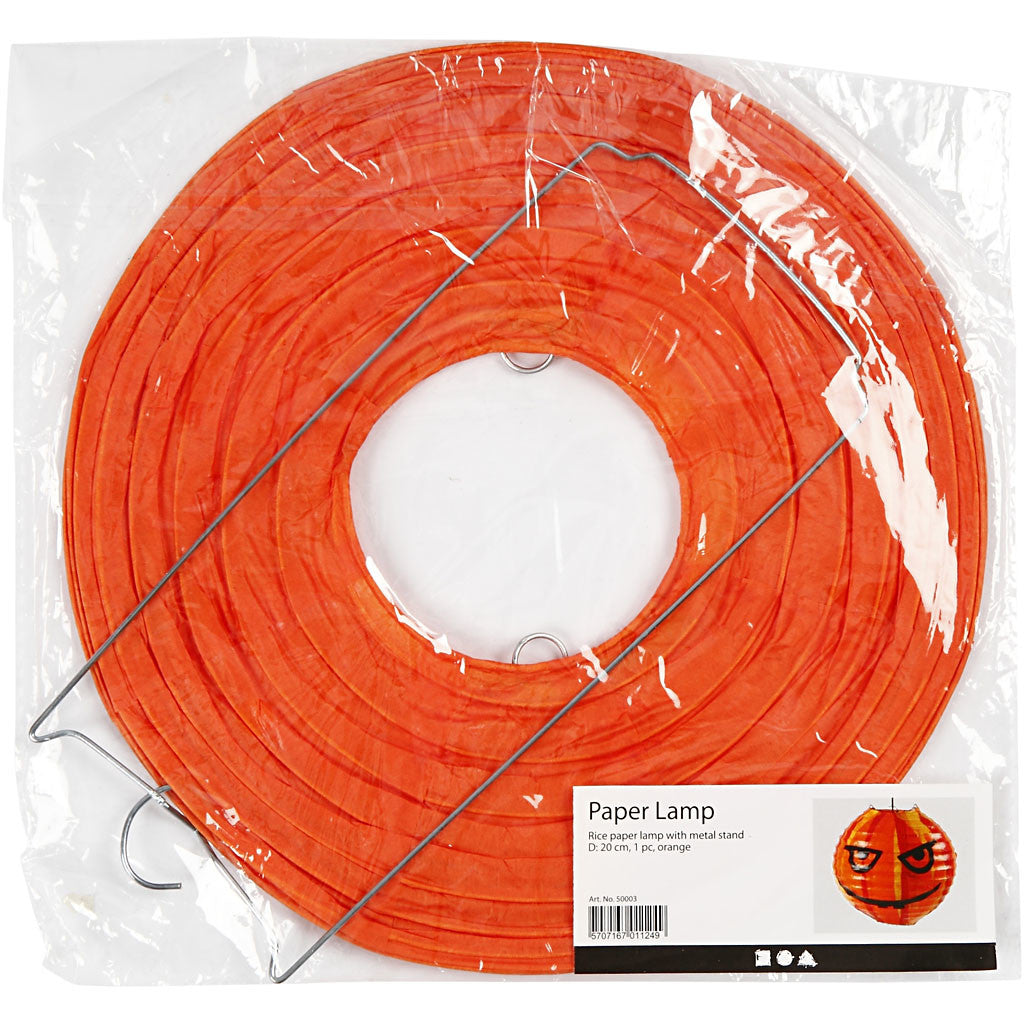 Lampada di carta, diam 20 cm, arancio, 1 pz [HOB-50003]