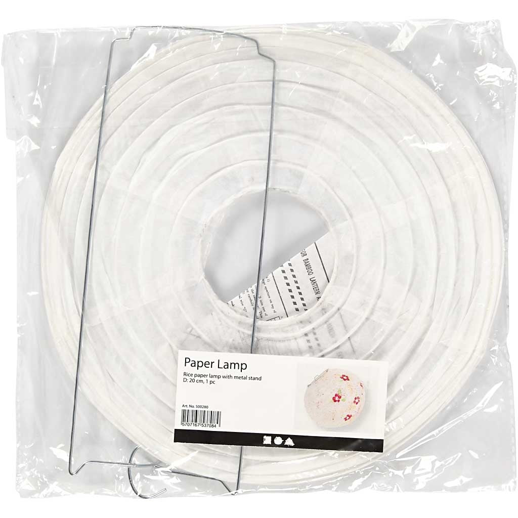 Lampada di carta, Tondo, diam 20 cm, bianco, 1 pz [HOB-500280]