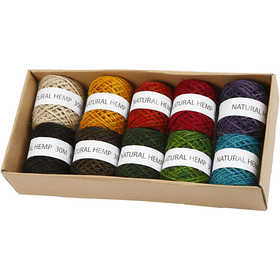 Nastro di canapa naturale, spess. 1-2 mm, colori asst., 10x30 m/ 1 conf. [HOB-50315]