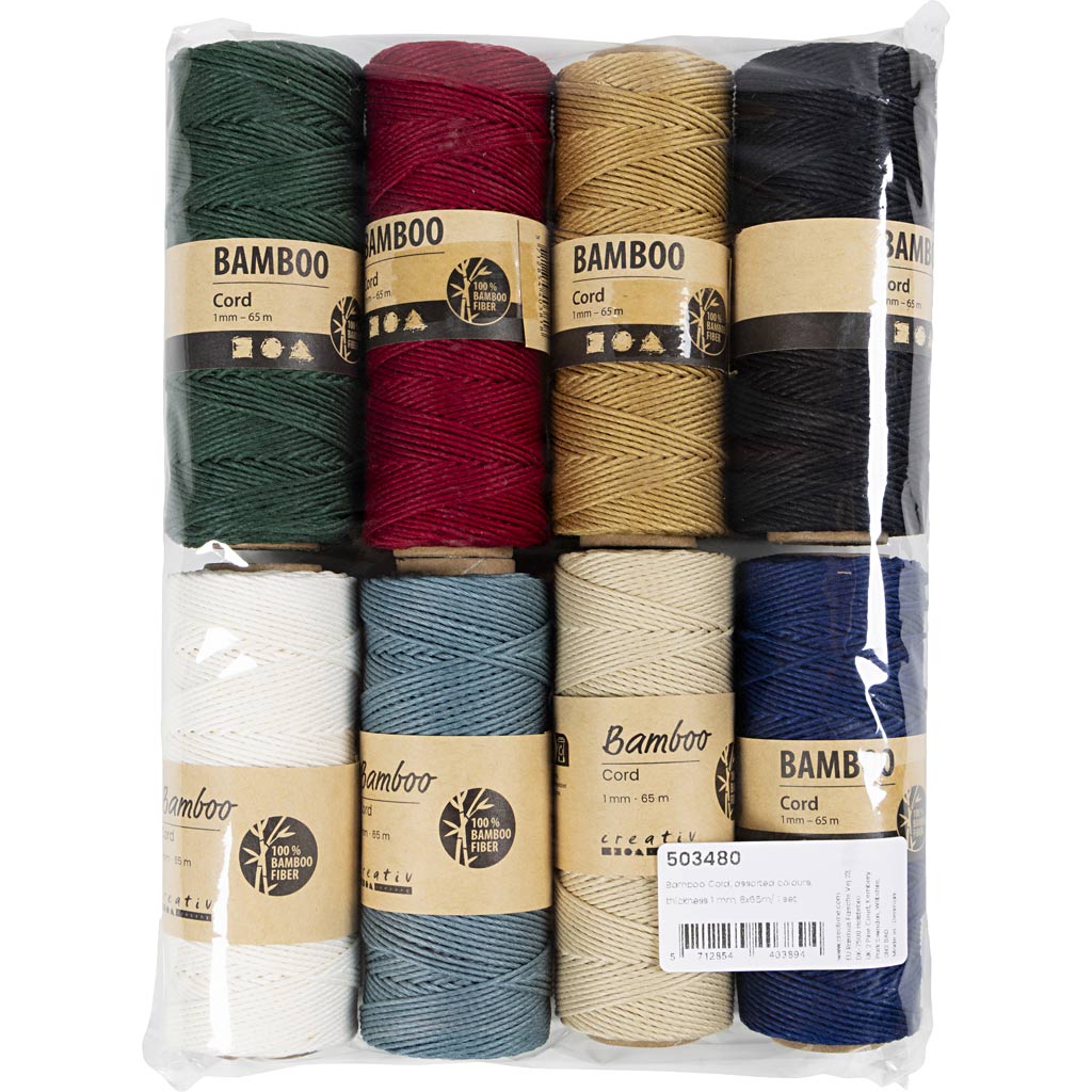 Filo di iuta, spess. 1 mm, colori asst., 8x65 m/ 1 set [HOB-503480]