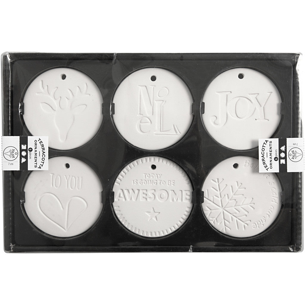 Decorazioni pendenti, misura 7x7 cm, spess. 0,6 cm, bianco, 6 pz/ 1 conf. [HOB-504940]