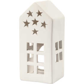 Porta tealight, H: 16 cm, misura 7x7 cm, bianco, 8 pz/ 1 conf. [HOB-50497]