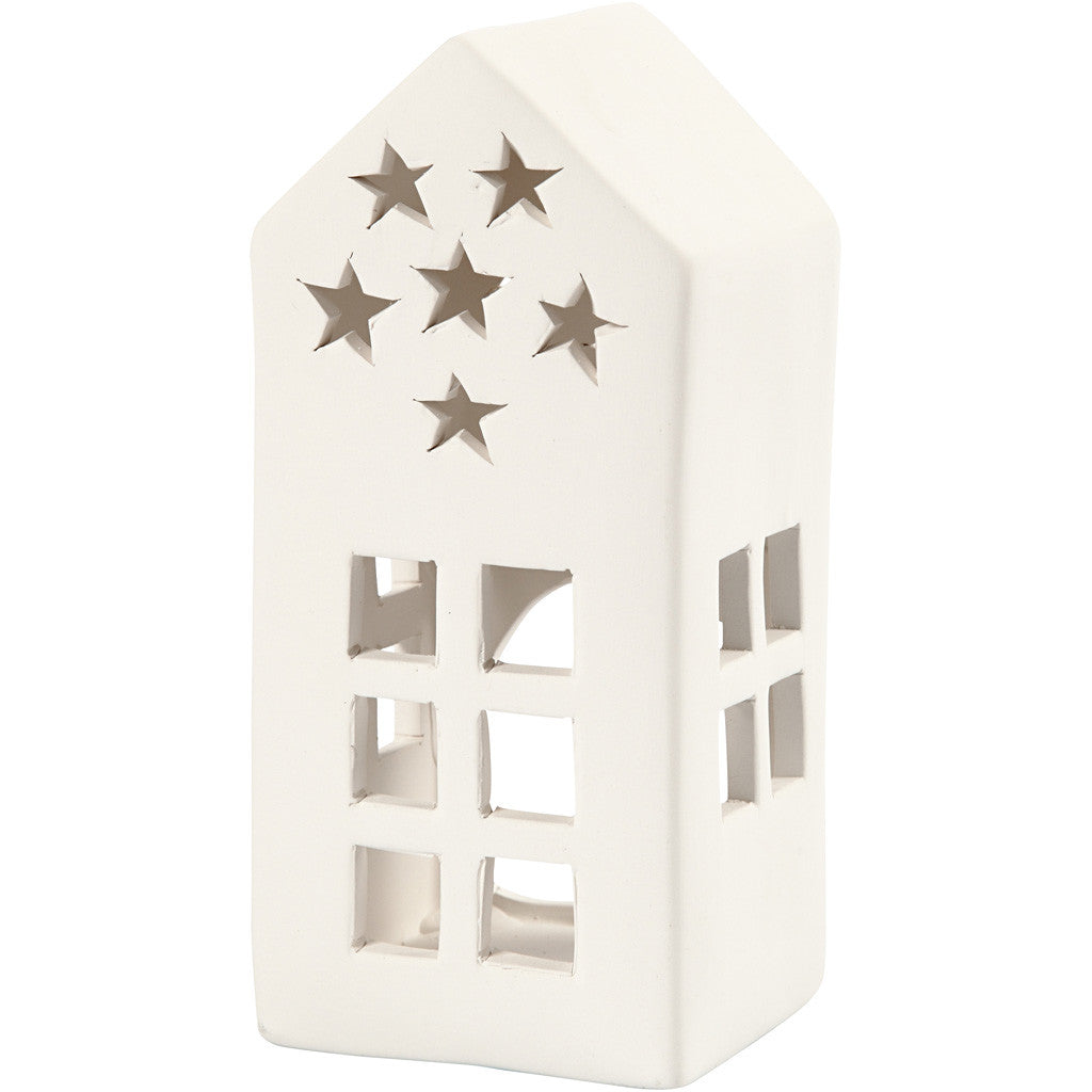 Porta tealight, H: 16 cm, misura 7x7 cm, bianco, 8 pz/ 1 conf. [HOB-50497]