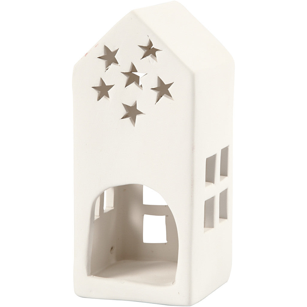 Porta tealight, H: 16 cm, misura 7x7 cm, bianco, 8 pz/ 1 conf. [HOB-50497]