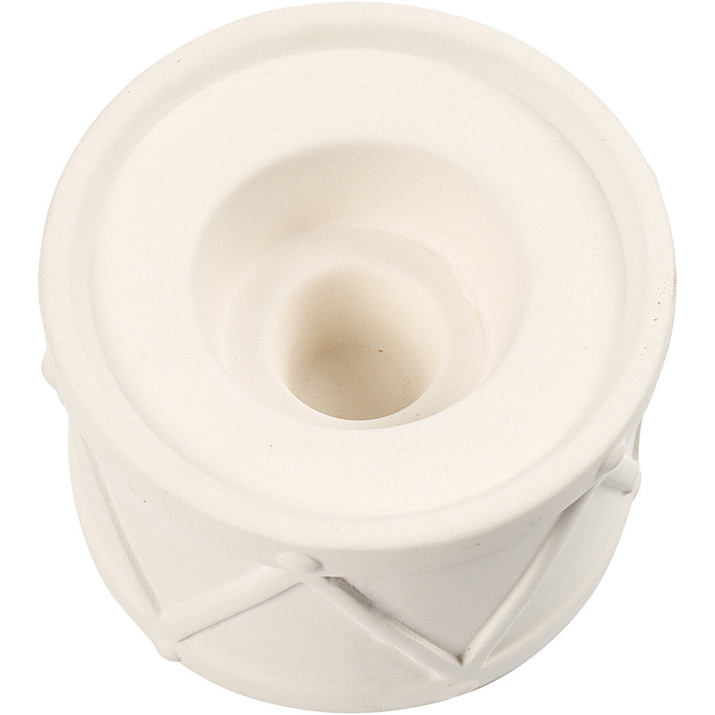 Portacandele, H: 6,6 cm, diam 9,3 cm, misura buco 2,2+4 cm, bianco, 2 pz/ 1 conf. [HOB-50575]