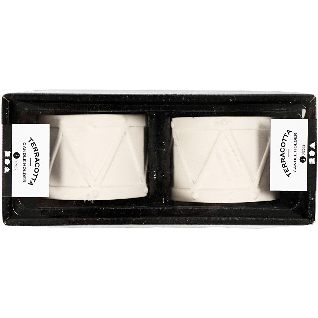 Portacandele, H: 6,6 cm, diam 9,3 cm, misura buco 2,2+4 cm, bianco, 2 pz/ 1 conf. [HOB-50575]