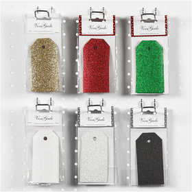 Etichette regalo, misura 5x10 cm, glitter, 300 g, 6x10 conf./ 1 conf. [HOB-50981]