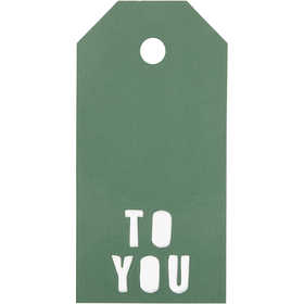 Etichette regalo, TO YOU, misura 5x10 cm, 300 g, verde, 15 pz/ 1 conf. [HOB-50986]