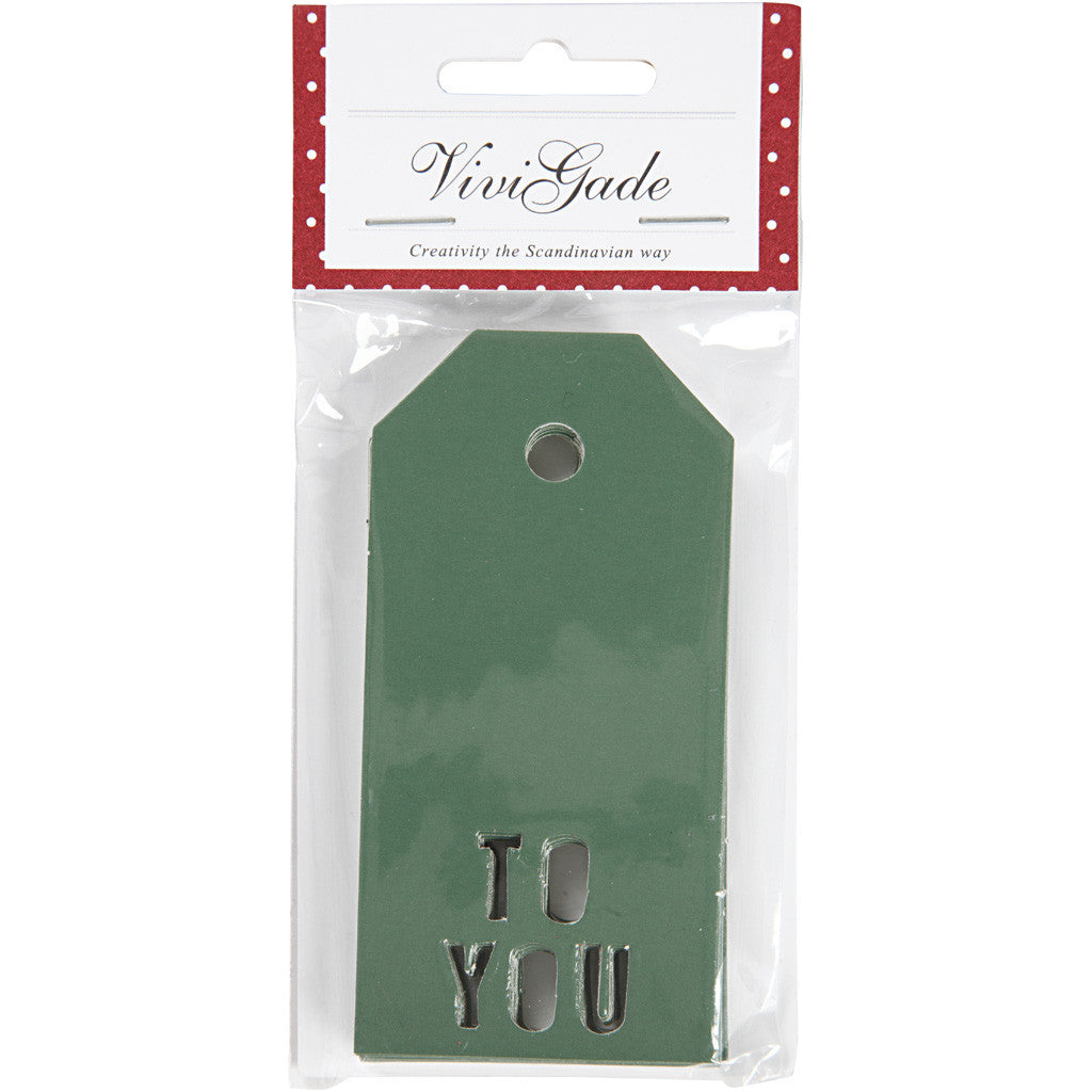 Etichette regalo, TO YOU, misura 5x10 cm, 300 g, verde, 15 pz/ 1 conf. [HOB-50986]