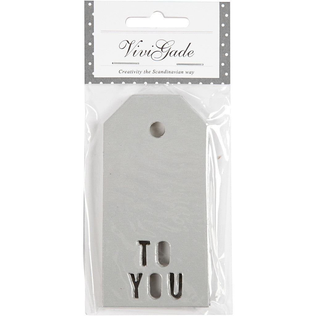 Etichette regalo, TO YOU, misura 5x10 cm, 300 g, argento, 15 pz/ 1 conf. [HOB-50987]