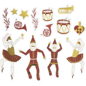 Etichette fustellate, misura 2,2x12,5 cm, oro, rosso, bianco, 57 pz/ 1 conf. [HOB-51017]