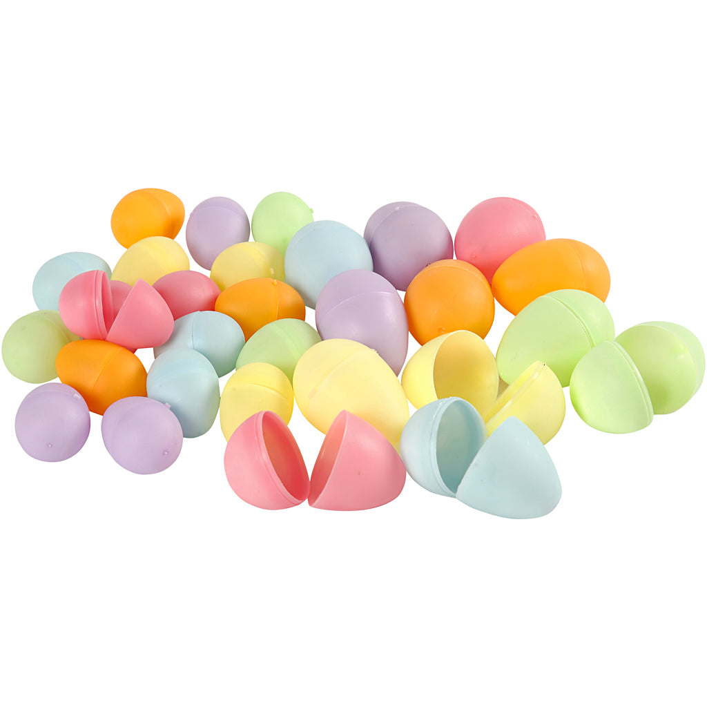 Eggs, H: 4,5+6 cm, dia. 3+4 cm, pastel colours, 180 pc