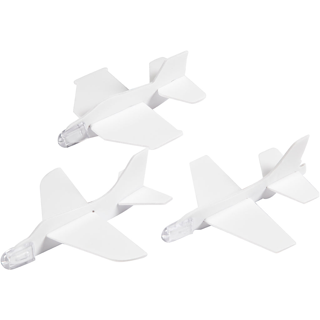 Aereoplani, L: 11,5-12,5 cm, L: 11-12 cm, bianco, 3 pz/ 1 conf. [HOB-51233]