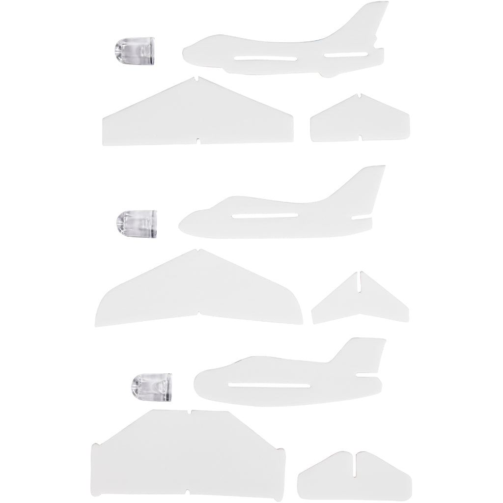 Aereoplani, L: 11,5-12,5 cm, L: 11-12 cm, bianco, 3 pz/ 1 conf. [HOB-51233]