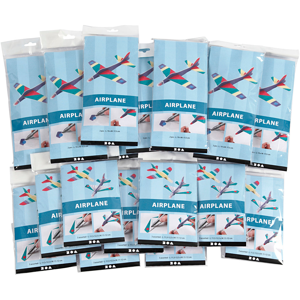 Aereoplani, L: 11,5-19 cm, L: 11-17,5 cm, bianco, 50 pz/ 1 conf. [HOB-51234]