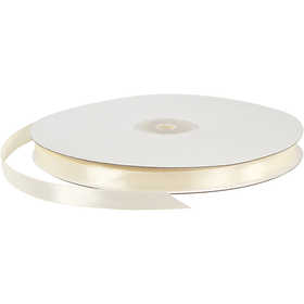 Nastro di raso, L: 10 mm, avorio, 100 m/ 1 rot. [HOB-51367]