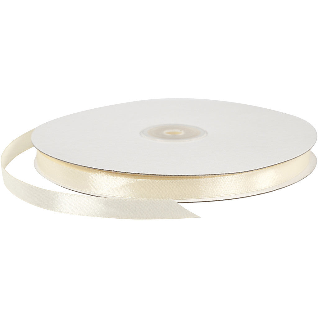 Nastro di raso, L: 10 mm, avorio, 100 m/ 1 rot. [HOB-51367]