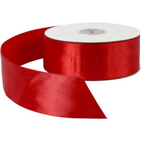 Nastro di raso, L: 38 mm, rosso, 50 m/ 1 rot. [HOB-51373]