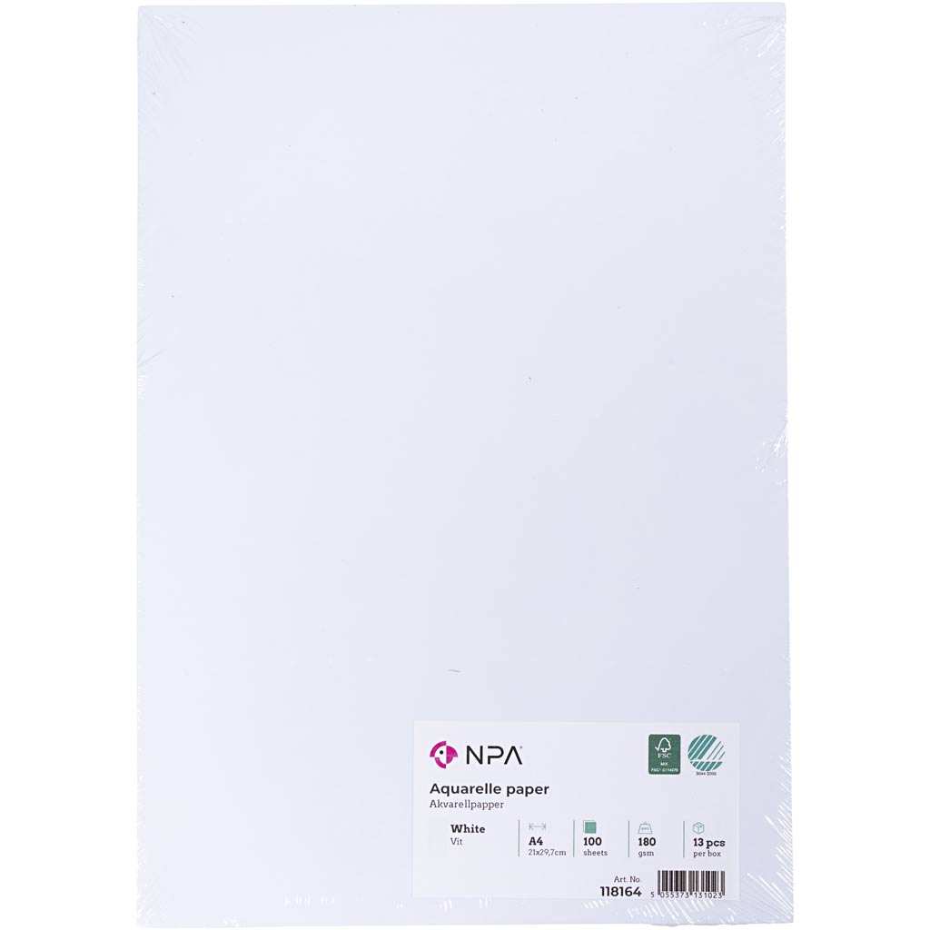 Carta per acquerello, A4, 180 g, bianco, 100 fgl./ 1 conf. [HOB-514864]