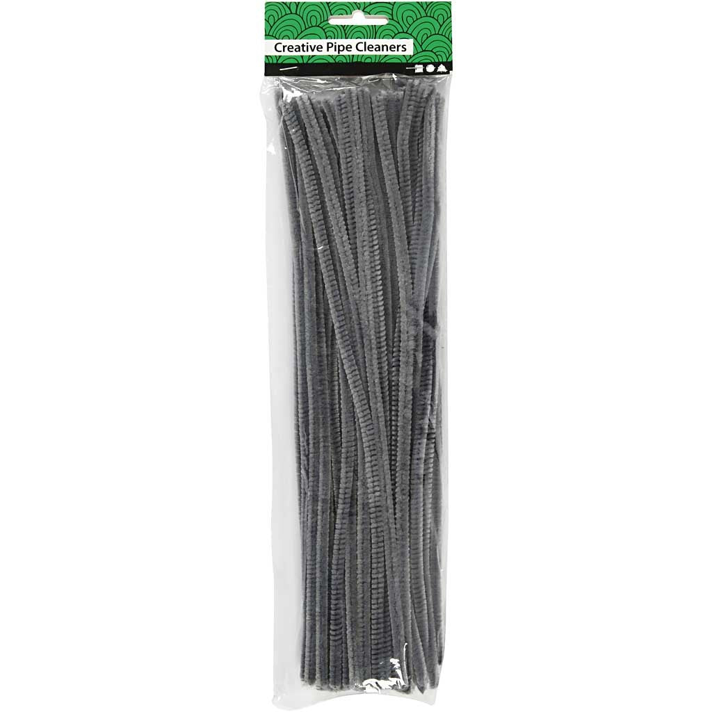 Ciniglia, L: 30 cm, spess. 6 mm, grigio, 50 pz/ 1 conf. [HOB-51617]