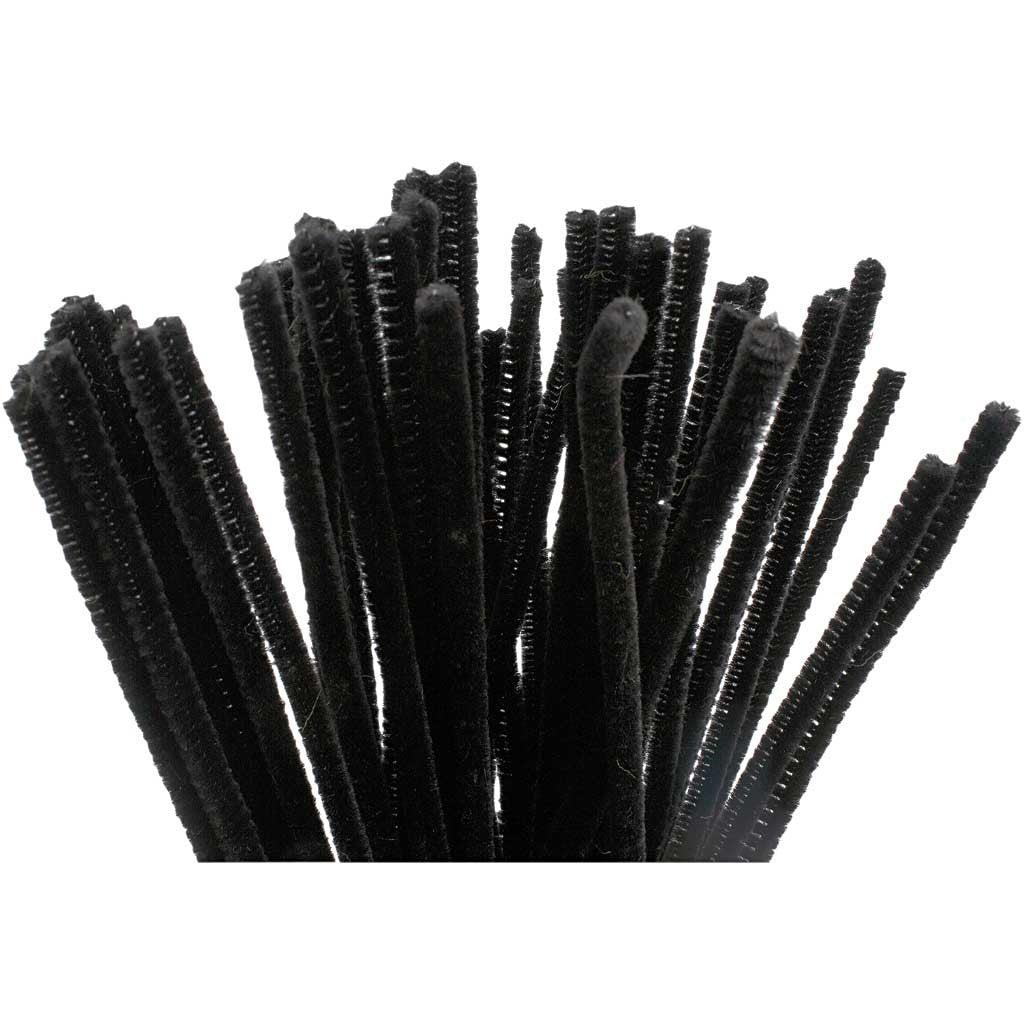 Ciniglia, L: 30 cm, spess. 6 mm, nero, 50 pz/ 1 conf. [HOB-51618]