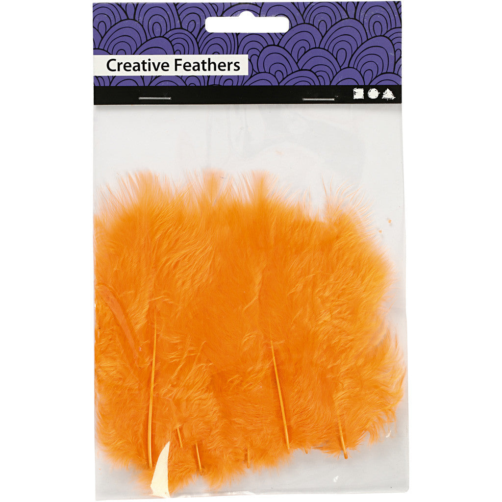 Piume, misura 5-12 cm, arancio, 15 pz/ 1 conf. [HOB-51694]