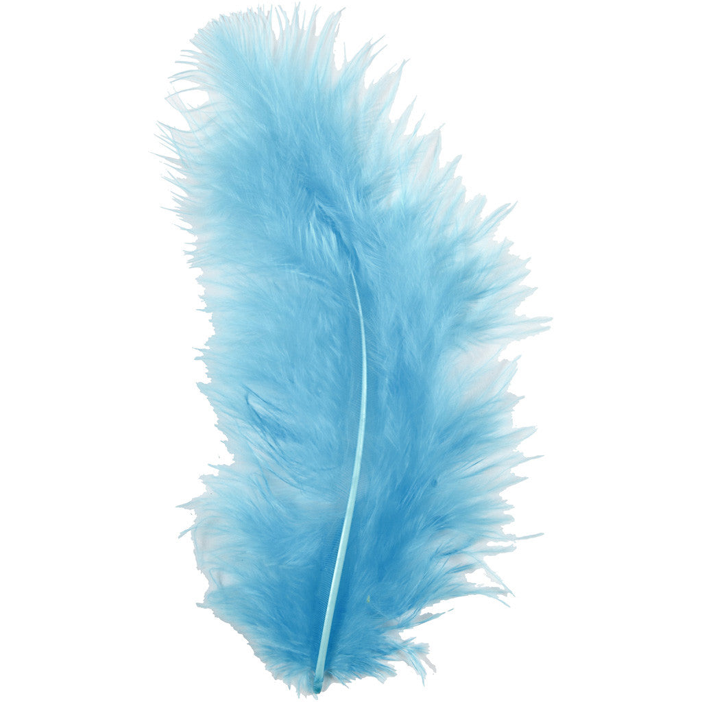 Piume, misura 5-12 cm, turchese, 15 pz/ 1 conf. [HOB-51698]
