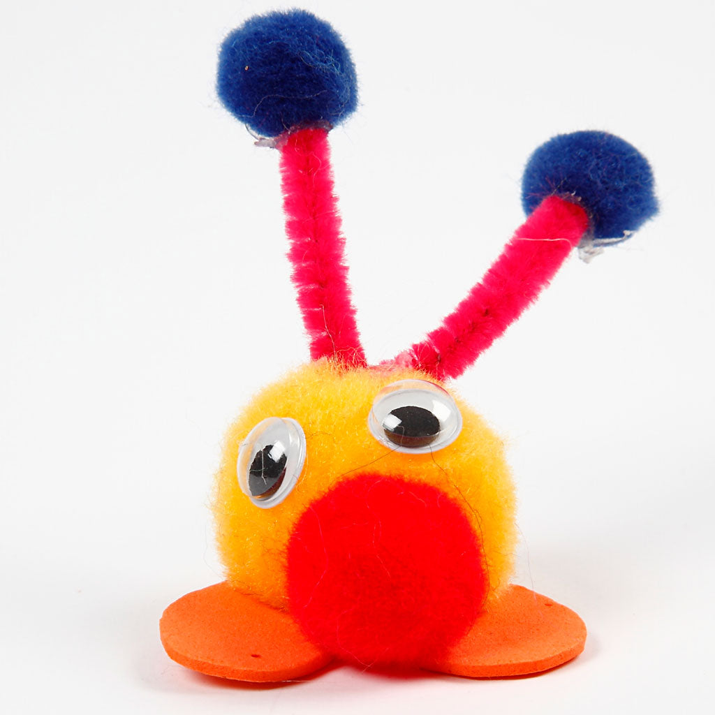 Pompon, diam 5-40 mm, ca. 720 pz, colori asst., 200 g/ 1 conf. [HOB-51890]