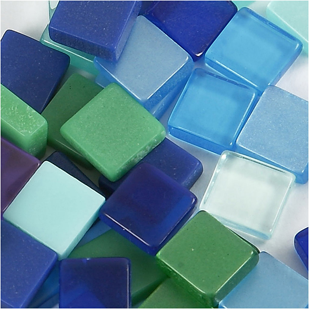 Mini mosaico, misura 5x5 mm, spess. 2 mm, armonia blu/verde, 25 g/ 1 conf. [HOB-51929]