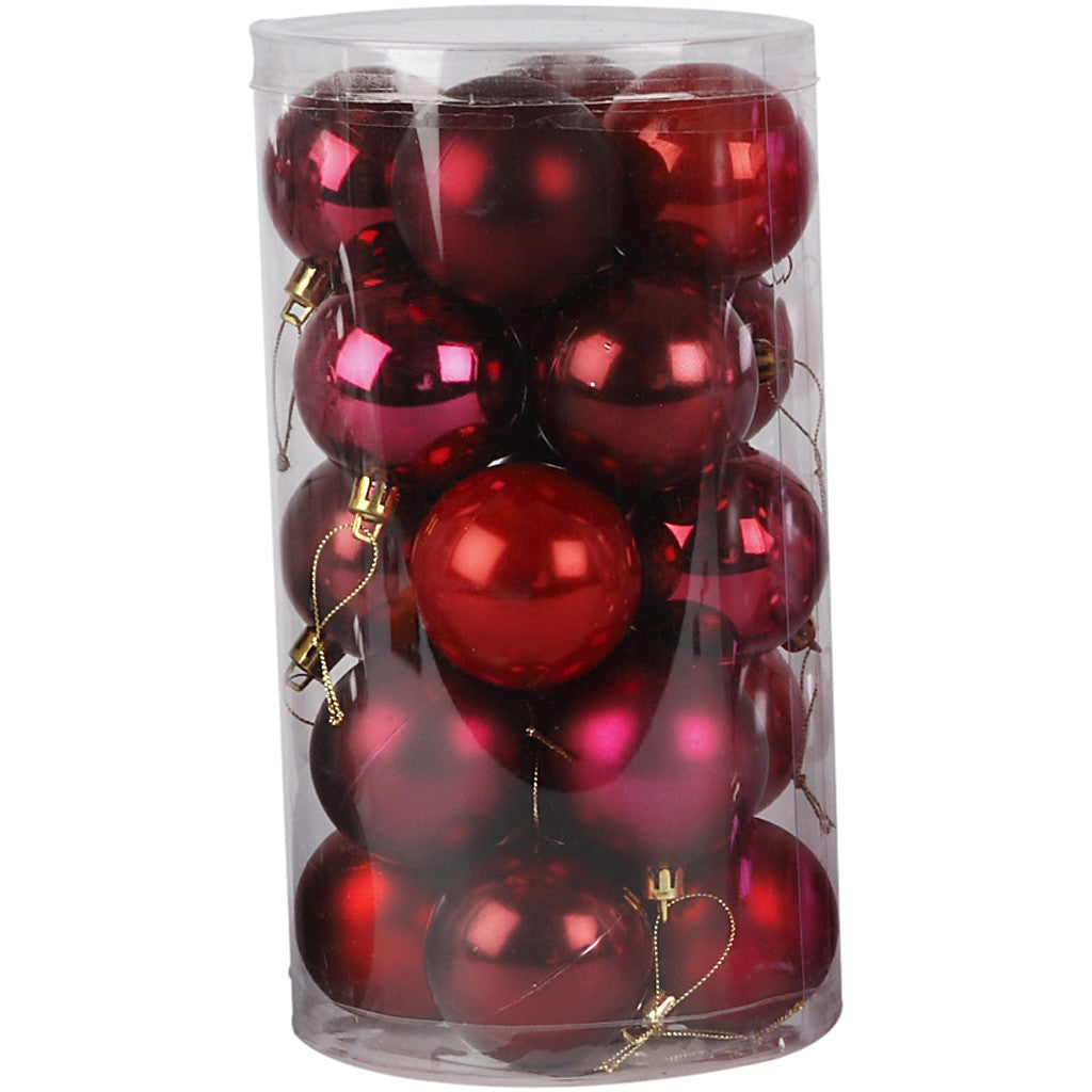 Decorazioni di Natale, diam 6 cm, armonia rosso, 20 pz/ 1 conf. [HOB-52160]