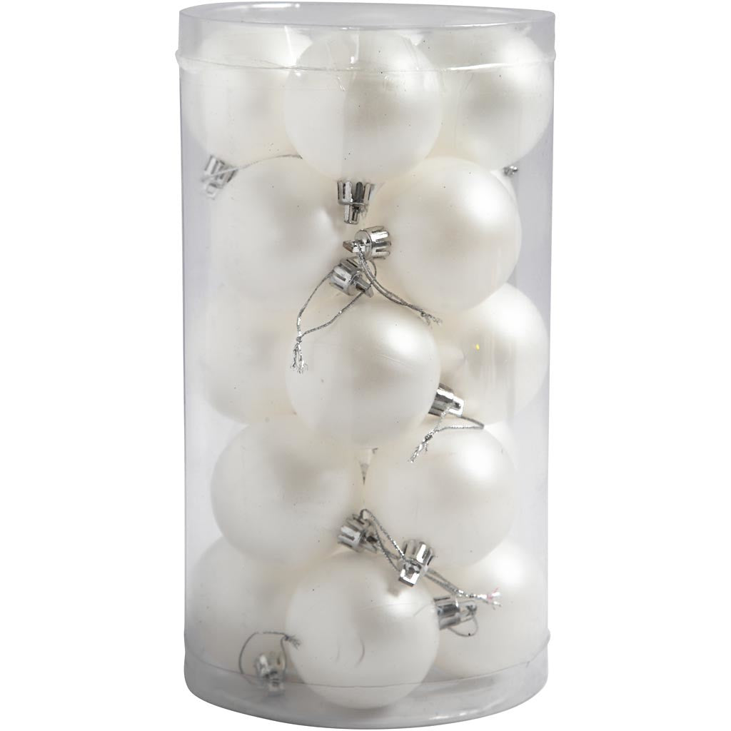 Decorazioni di Natale, diam 6 cm, bianco, madreperla, 20 pz/ 1 conf. [HOB-52164]