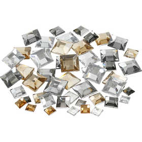 Strass, quadrato, misura 6+9+12 mm, petrolio dorato, 360 pz/ 1 conf. [HOB-52185]