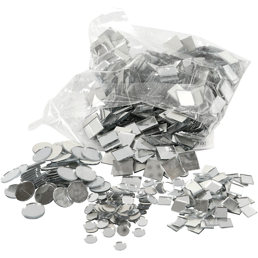 Tessere a specchio per mosaico, diam 10-18 mm, spess. 2 mm, 1900 pz/ 1 conf. [HOB-52299]