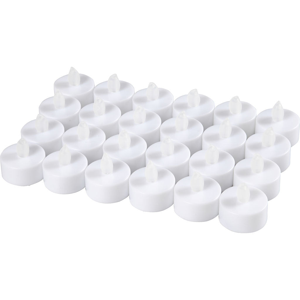 Tealight LED, H: 35 mm, diam 38 mm, bianco, 24 pz/ 1 conf. [HOB-52339]
