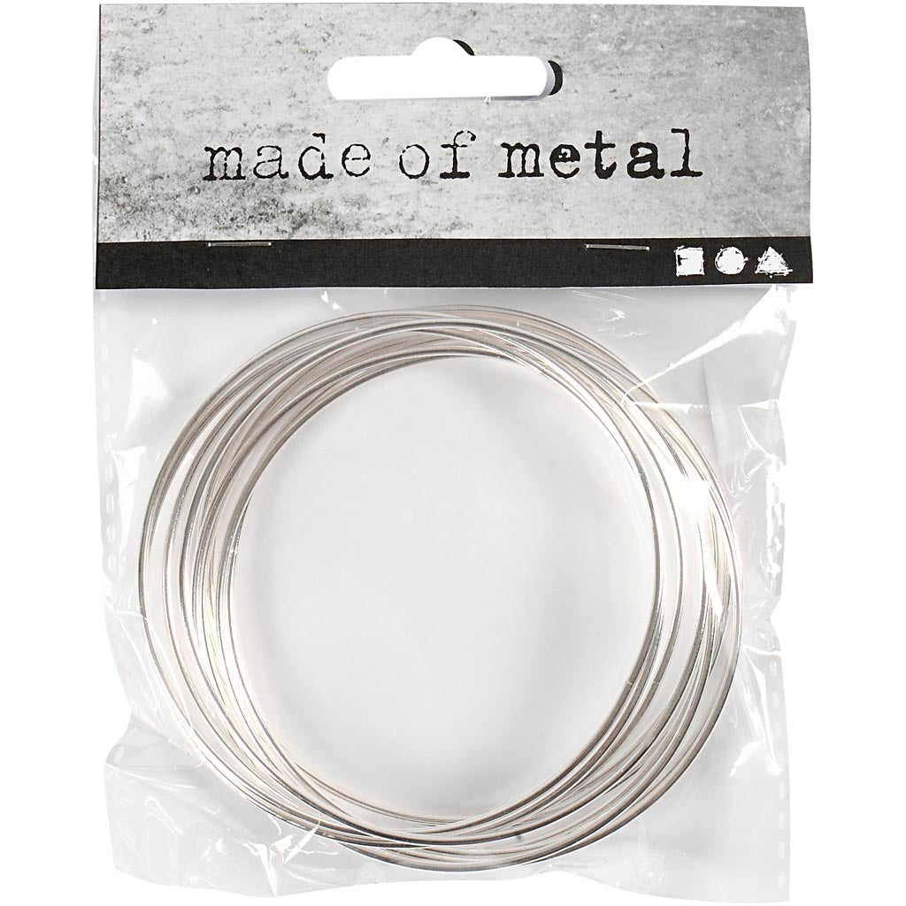 Anello di filo metallico, diam 7 cm, spess. 1,5 mm, argento, 10 pz/ 1 conf. [HOB-52343]