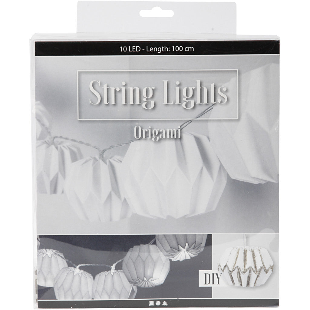 Striscia di luci LED con paralumi, rotondi, H: 55 mm, L: 100 cm, diam 75 mm, bianco, 1 pz [HOB-52357]