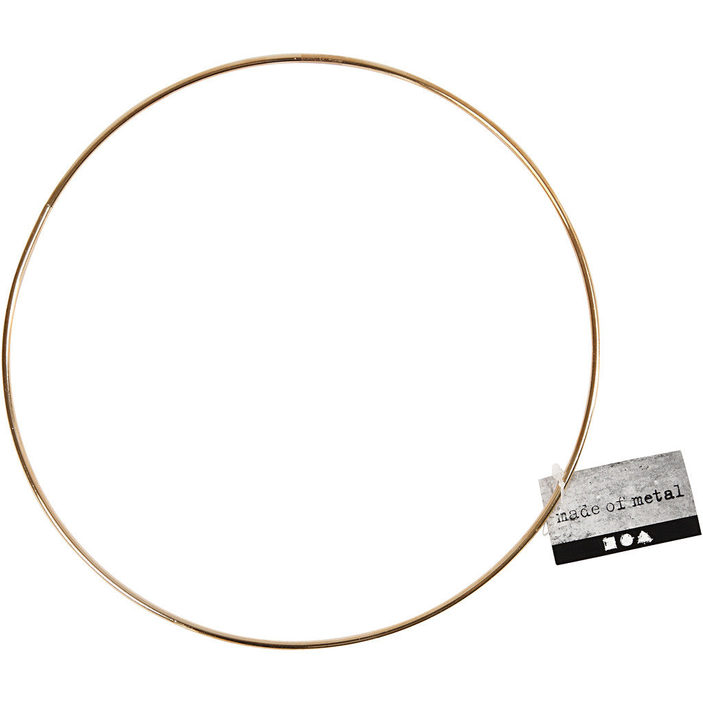 Anello di filo metallico, diam 20 cm, spess. 3 mm, oro, 1 pz [HOB-52428]