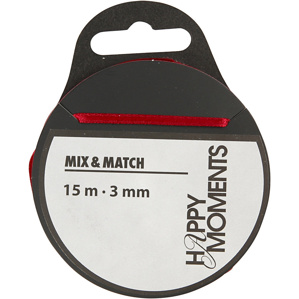 Nastro di raso, L: 3 mm, porpora, 15 m/ 1 rot. [HOB-524503]