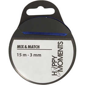 Nastro di raso, L: 3 mm, blu scuro, 15 m/ 1 rot. [HOB-524504]