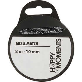 Nastro di raso, L: 10 mm, nero, 8 m/ 1 rot. [HOB-524602]