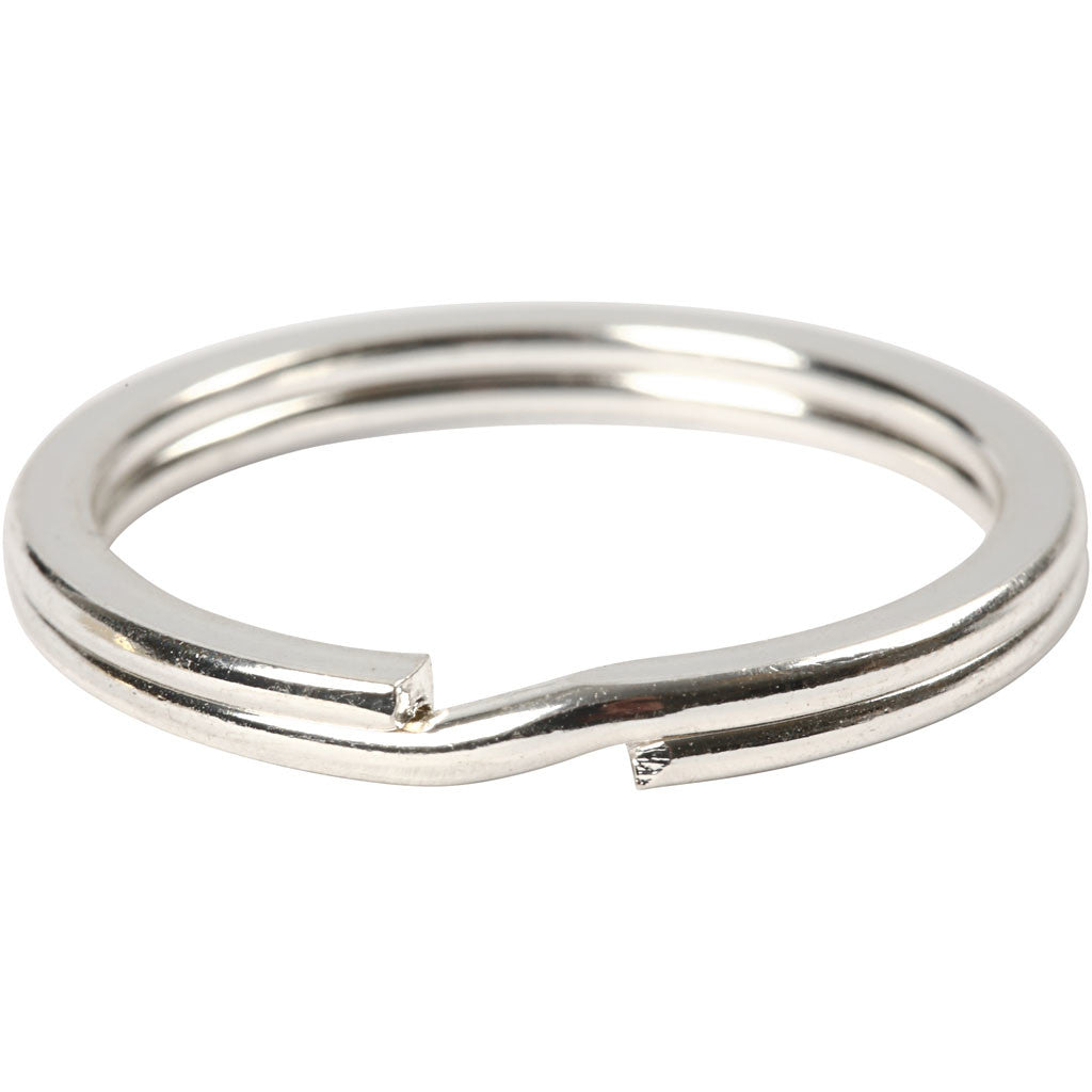 Anelli portachiavi, diam 28 mm, placcato argento, 50 pz/ 1 conf. [HOB-52604]