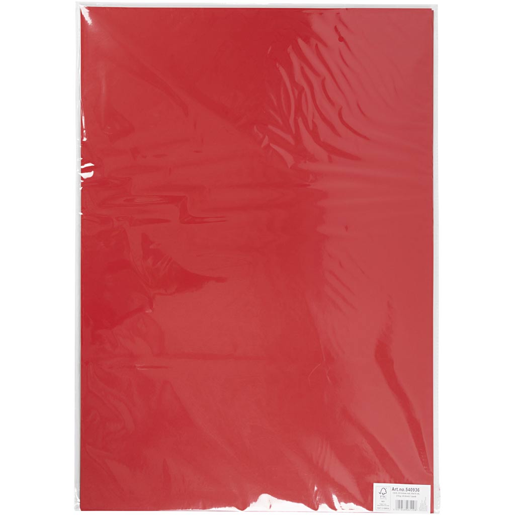 Cartoncino, foglio 50x70 cm, 270 g, rosso natalizio, 10 fgl./ 1 conf. [HOB-540936]