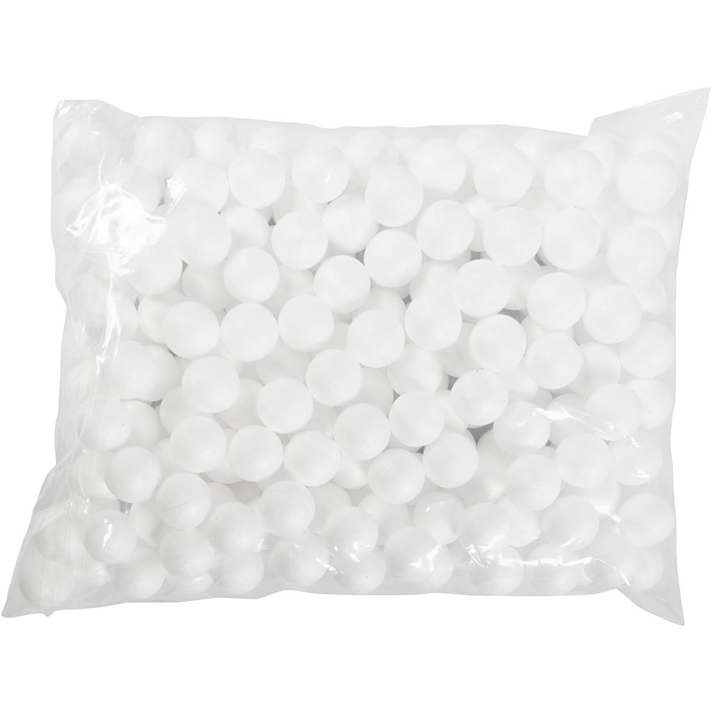 Sfere di polistirolo, diam 2 cm, bianco, 200 pz/ 1 conf. [HOB-543000]